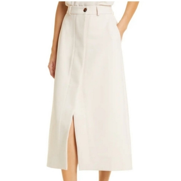NWT Samsoe Samsoe Erika Skirt Midi Cream Button Down Closure Womens Size M - Picture 11 of 11